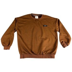 Ampersand Avenue Womens L Quilted Pullover Sweatshirt Copper Brown Crewneck